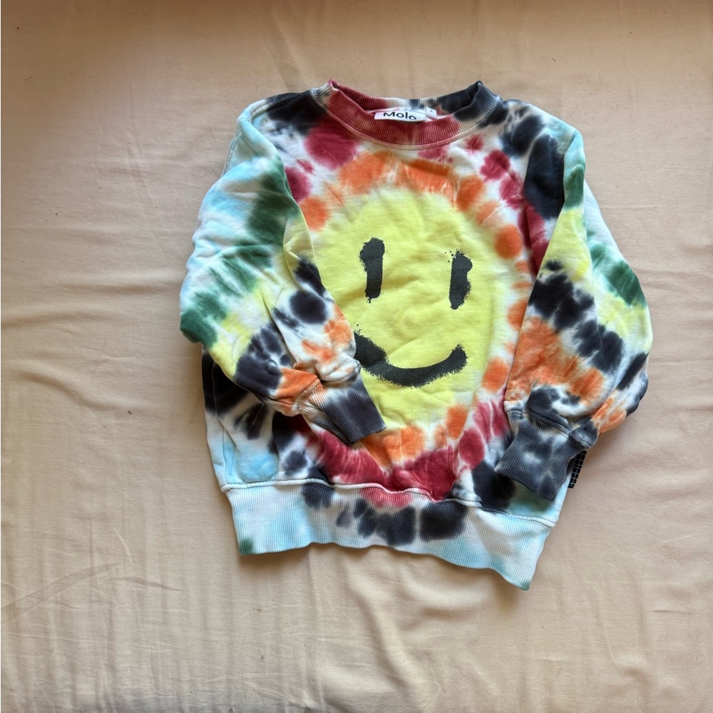 Molo Kids Rainbow Tie-Dye Smiley Sweatshirt